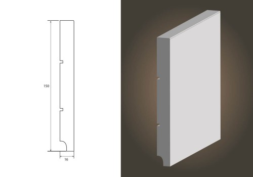 LAGRUS STANDARD 150 RAL 9003 BIAŁA LISTWA PRZYPODŁOGOWA MDF WILGOCIOODPORNE