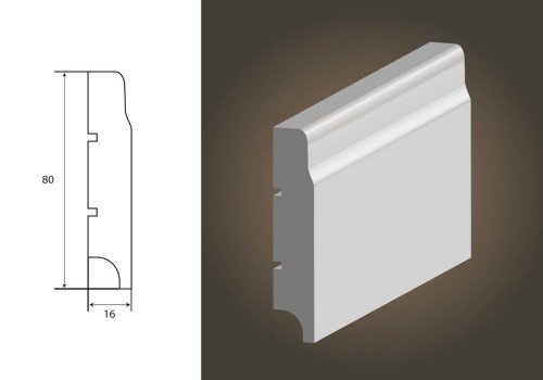 LAGRUS KRYM 80 NP RAL 9003 BIAŁA LISTWA PRZYPODŁOGOWA MDF WILGOCIOODPORNE
