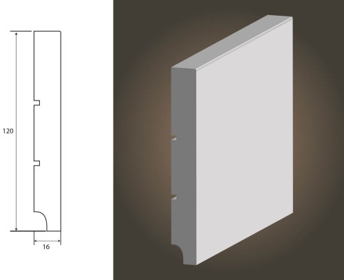 LAGRUS STANDARD 120 RAL 9003 BIAŁA LISTWA PRZYPODŁOGOWA MDF WILGOCIOODPORNE